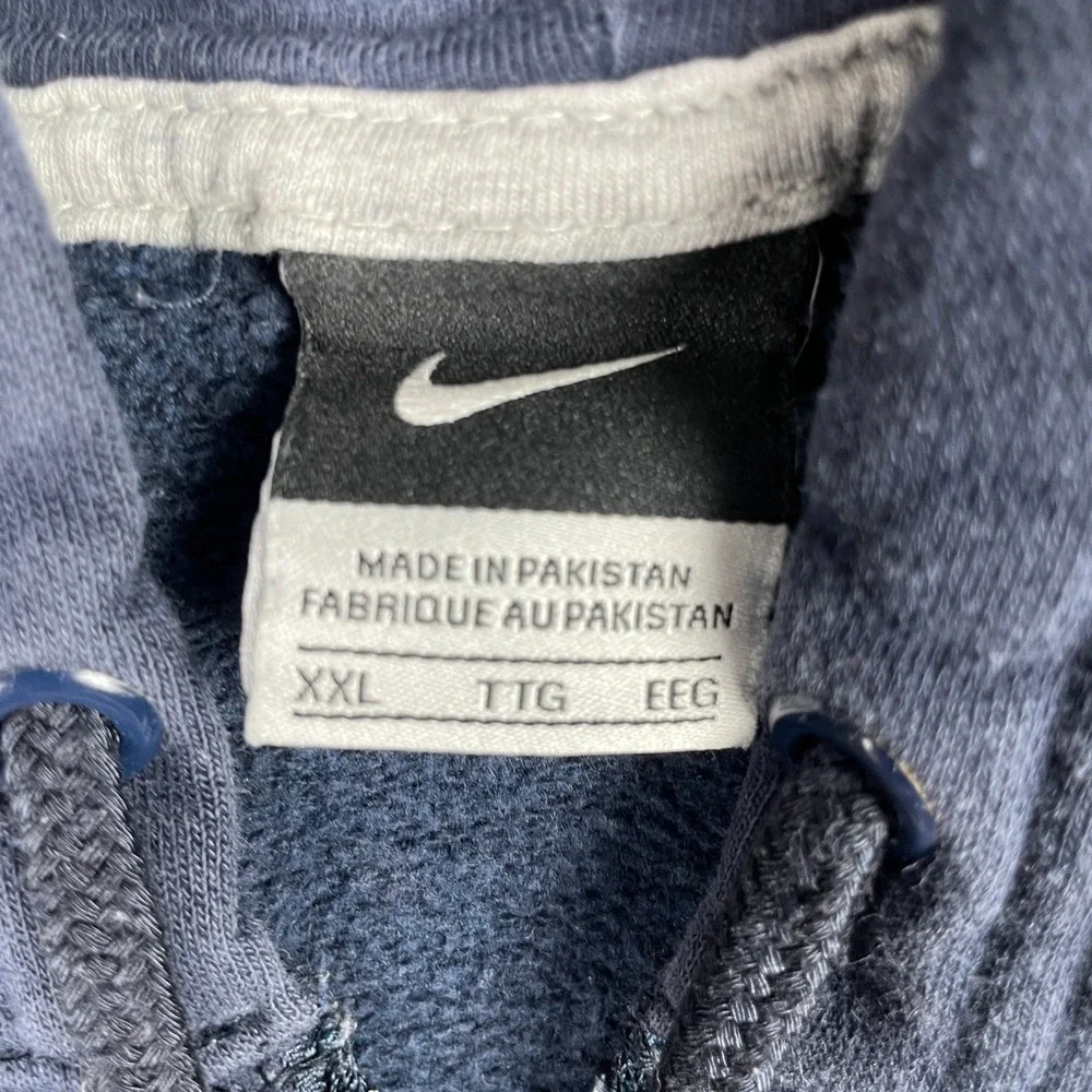 Nike Hoodie Mens XXL Navy Blue Full Zip Fleece Swoosh Media Pocket 341573-405